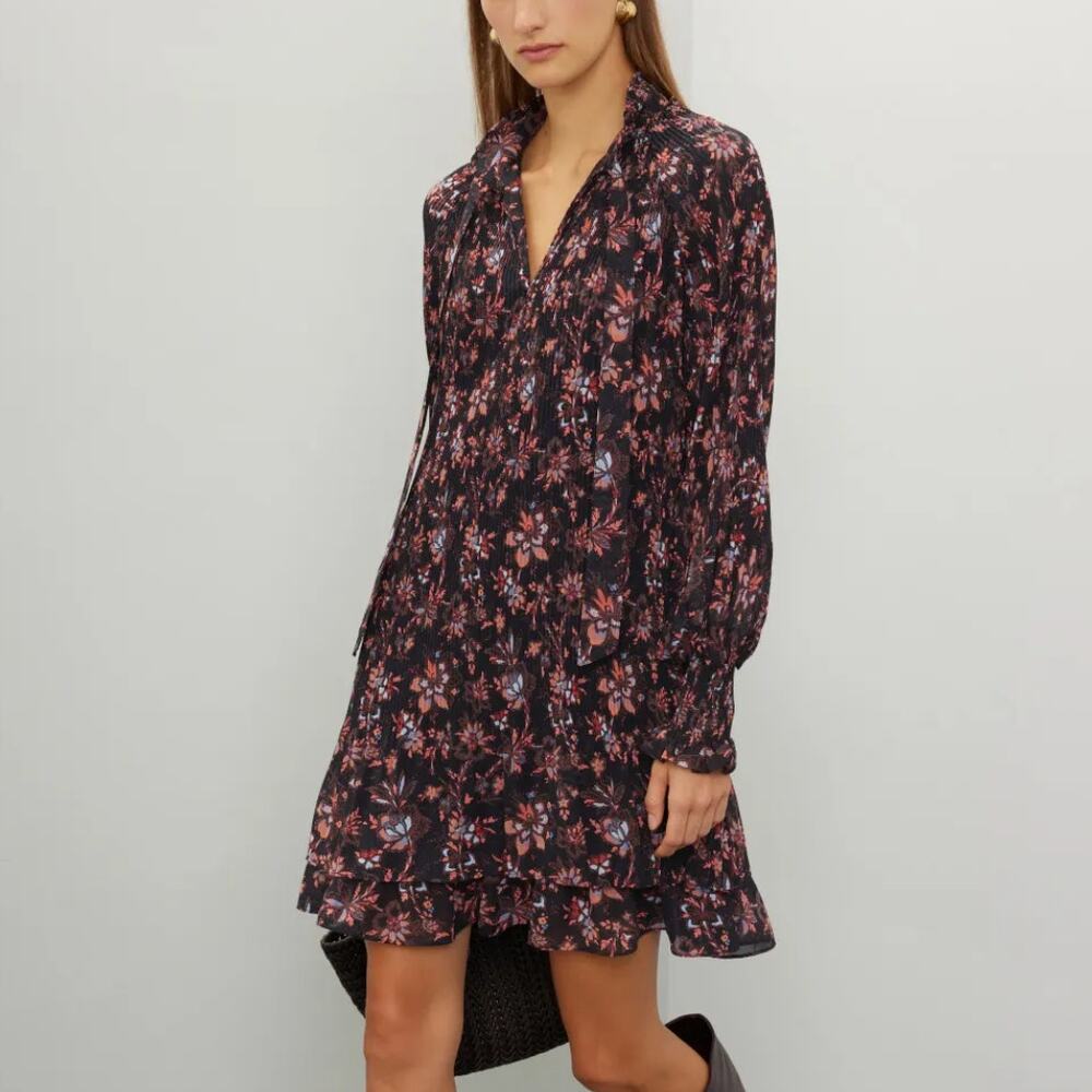 Derek Lam Brown Floral Babydoll Mini Dress Size 6 Cottagecore Fall Country $600
